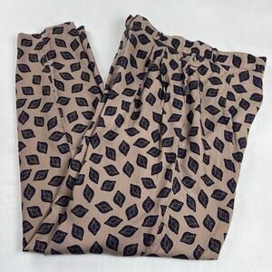 Talbots Vintage Paisley Print AOP Beige & Blue Pants BoHo Style Size 8 Petite